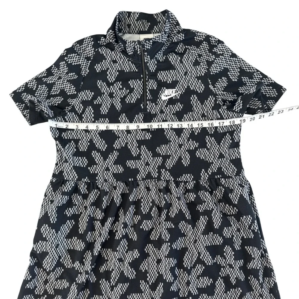 Nike Sportswear Girls' XL Black & White Floral Short Sleeve Dress DM8212 Zip‎